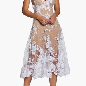 Dress the Population White Floral Midi Dress